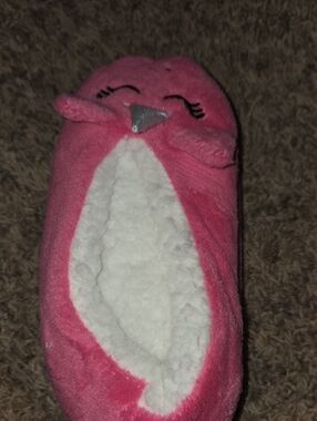 Cozy Pink Plush Kids Slipper with Sherpa Lining